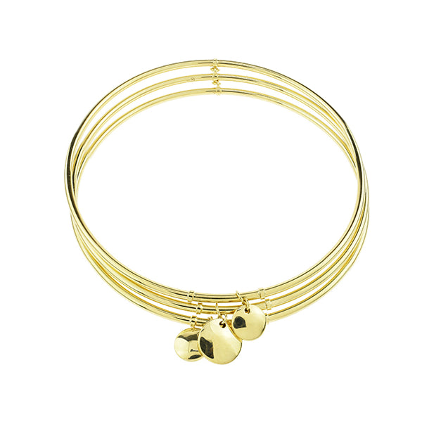 Séchic 14k Disc Charm 3pcs Set Bangles