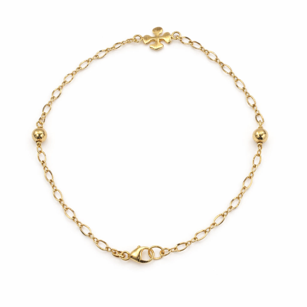 Séchic 14k Gold Flower Bead Chain Bracelet