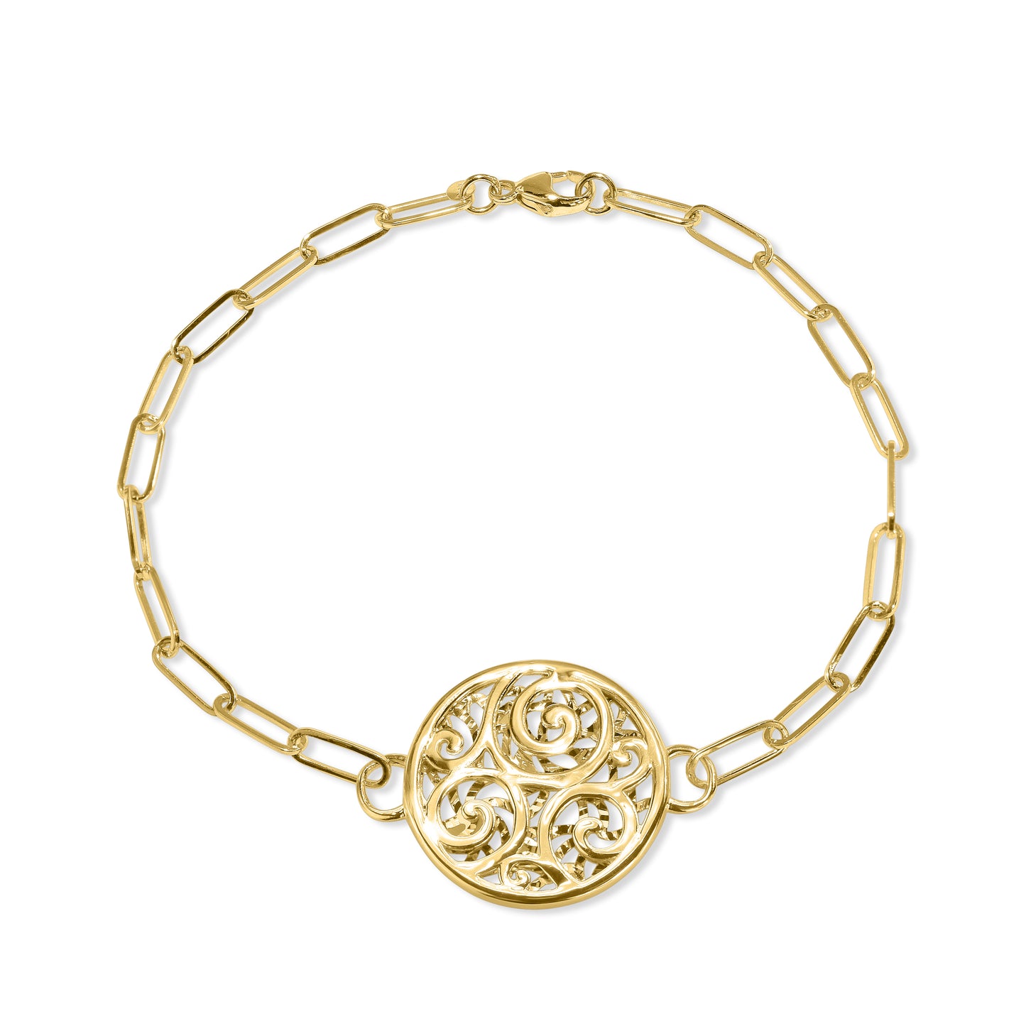 Séchic 14k Medallion Center Paperclip Bracelet