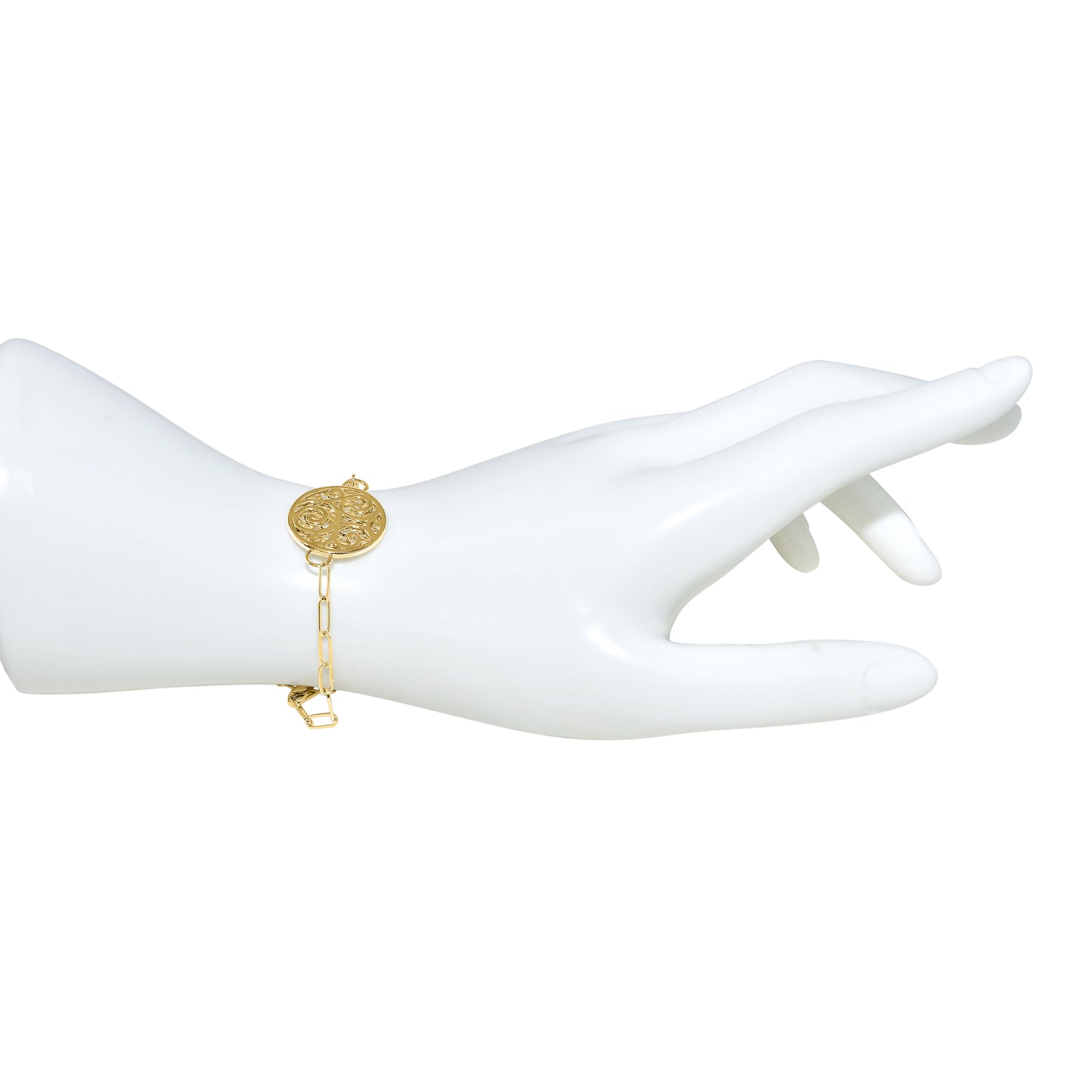 Séchic 14k Medallion Center Paperclip Bracelet