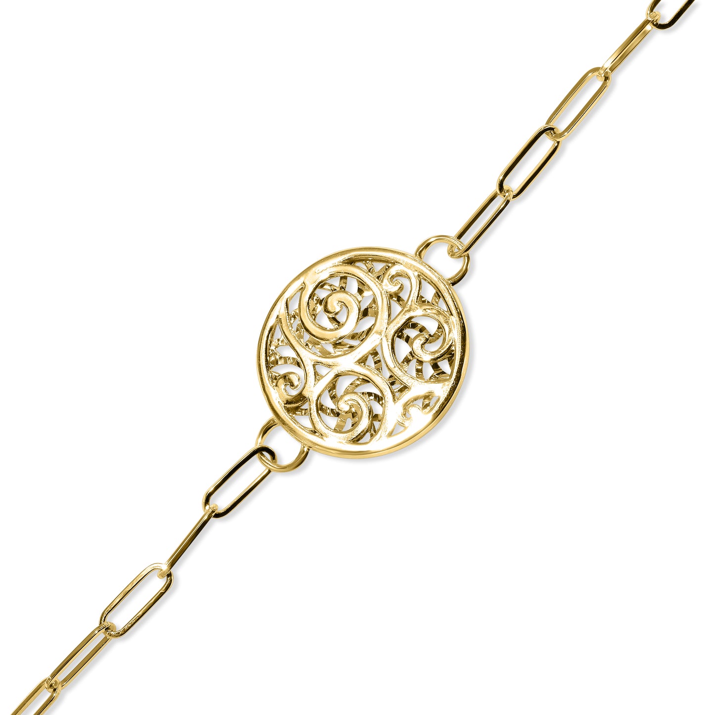 Séchic 14k Medallion Center Paperclip Bracelet