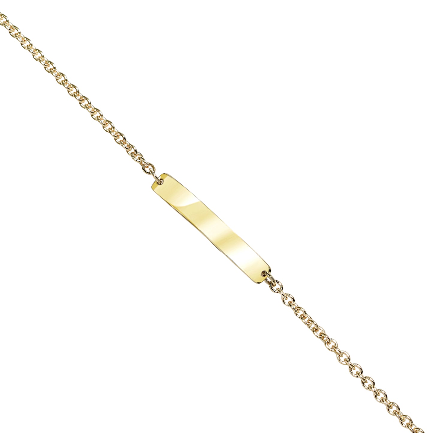 14k ID Bar Cable Chain Bracelet Unisex