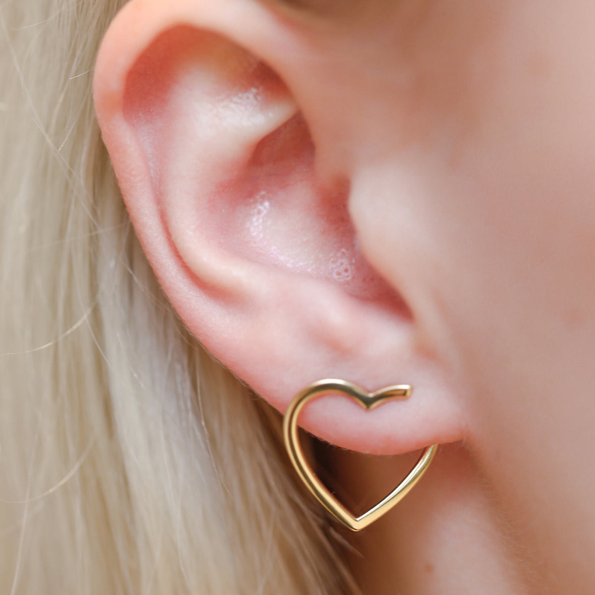14k Open Heart Earrings