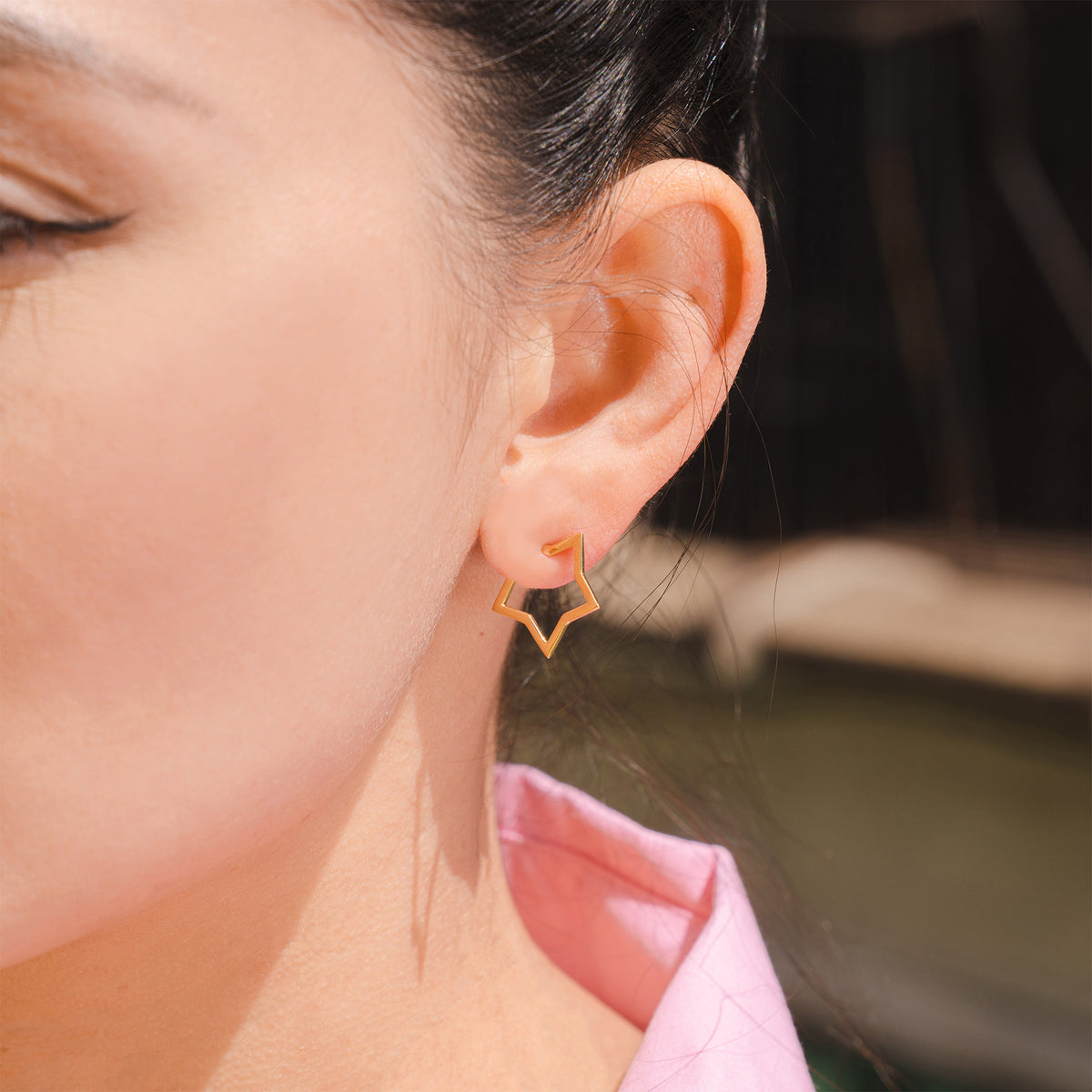 Séchic 14k Yellow Gold Open Star Post Earrings