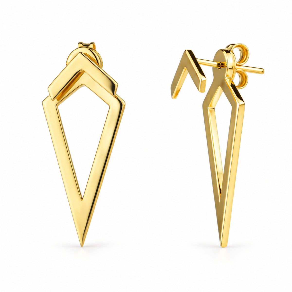 Séchic 14k Gold Hollow Kite & Chevron Ear Jackets