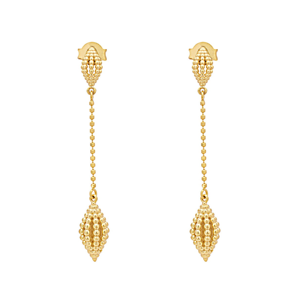 Séchic 14k Open Beaded Drop With Chain Post Earring