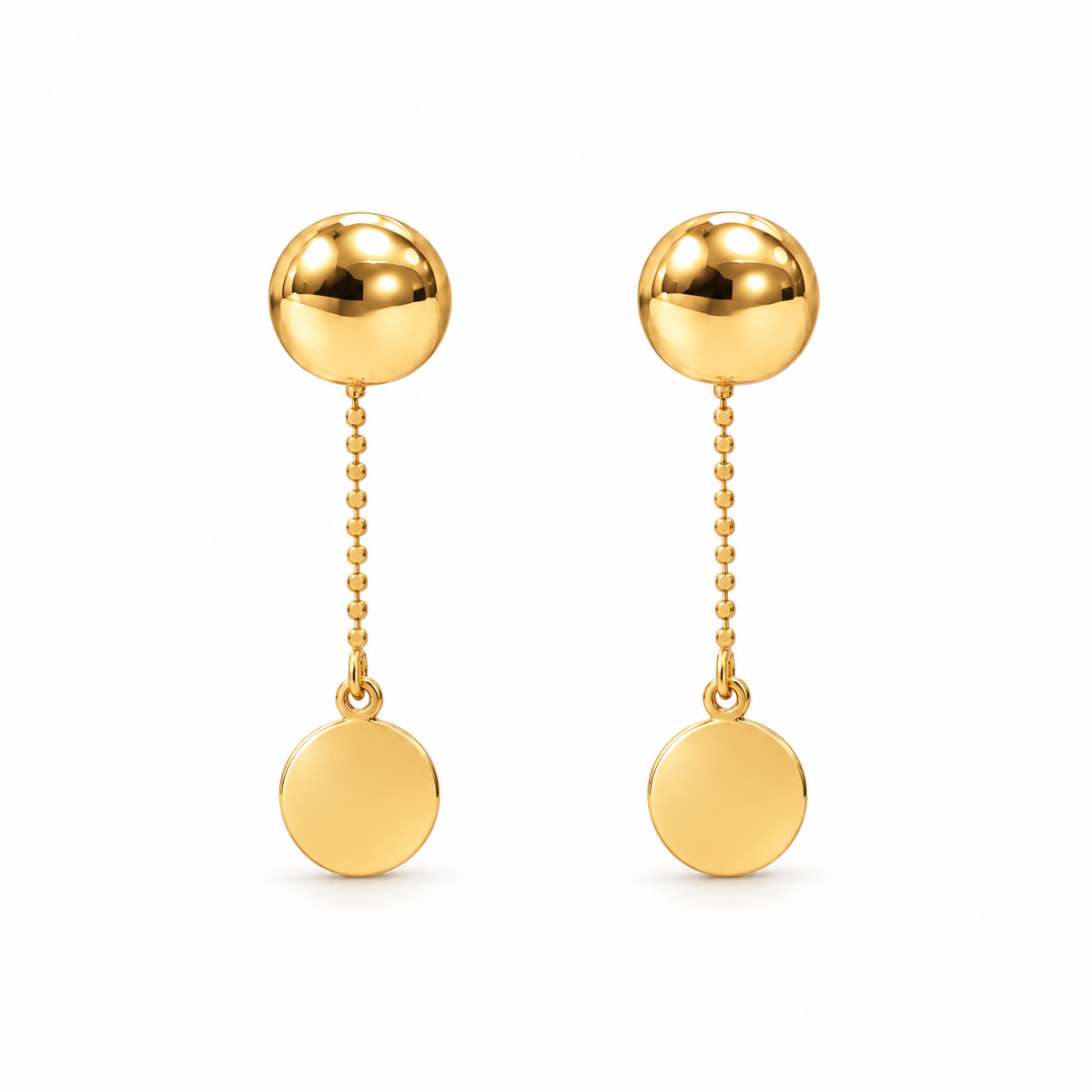 Séchic 14k Disc with Bead Post Earring