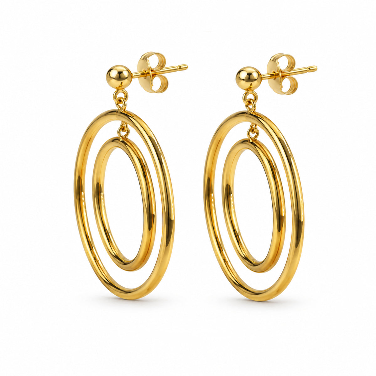 Séchic 14k Open Double Oval Link Post Earring