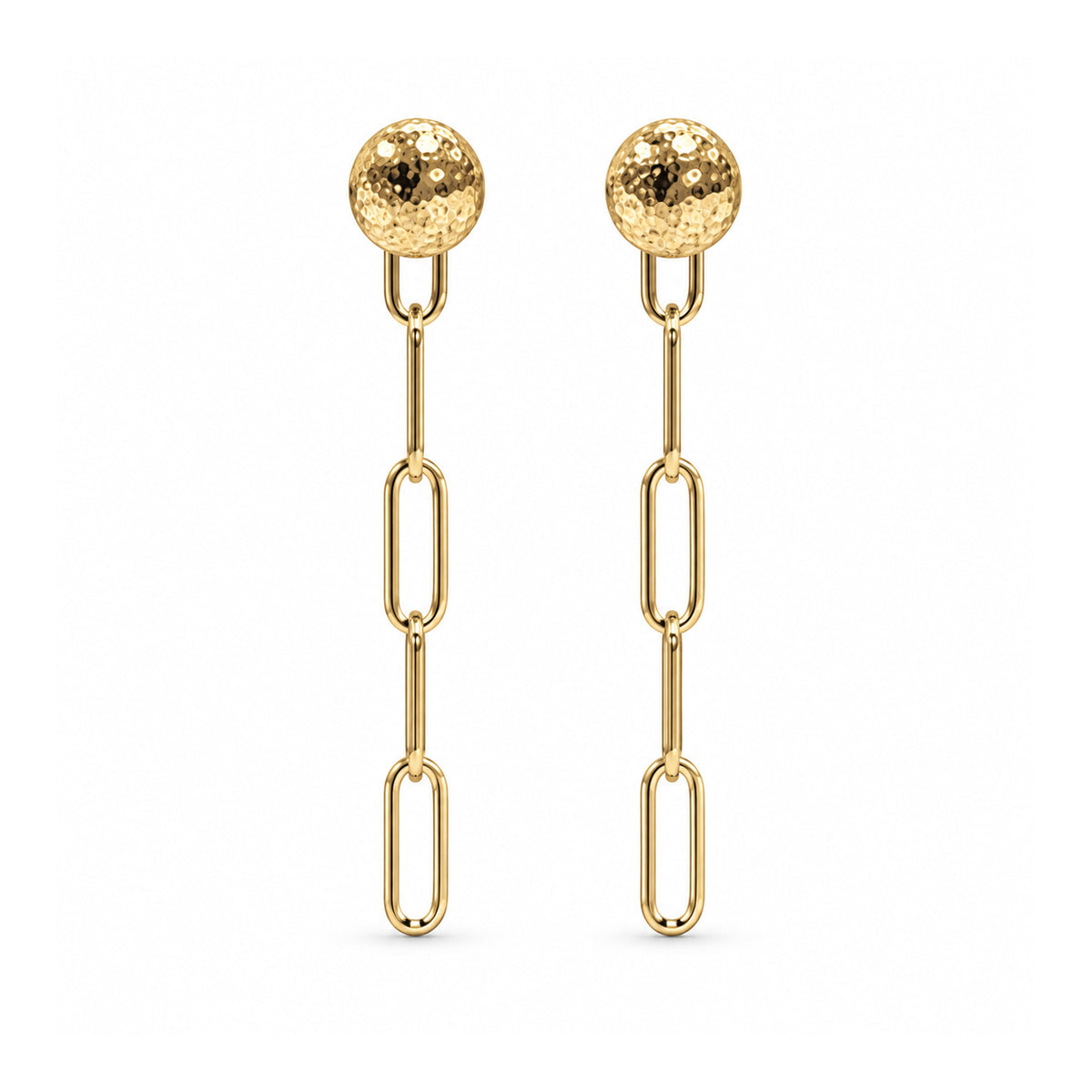 Séchic 14k Button Top Paperclip Chain Drop Post Earring