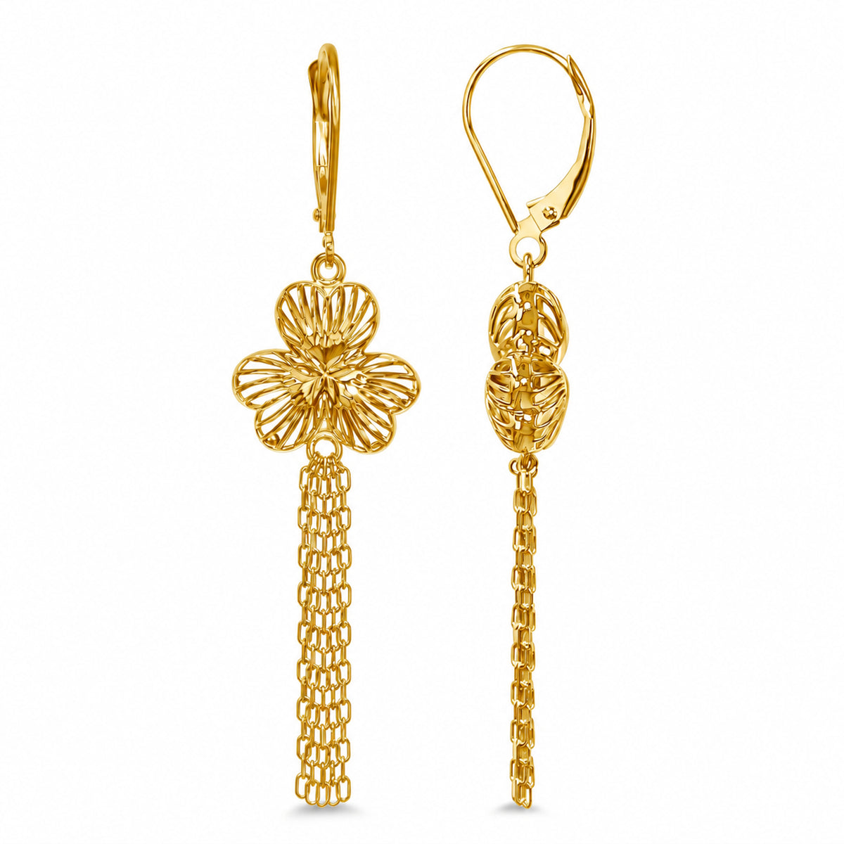 Séchic 14k Flower with Fringe Leverback Earring