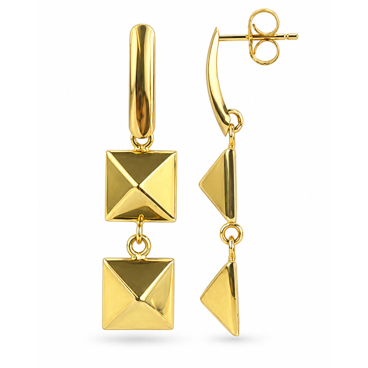 Séchic 14k Double Pyramid Bar Top Post Earring