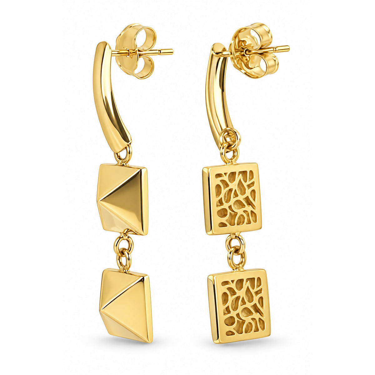 Séchic 14k Double Pyramid Bar Top Post Earring