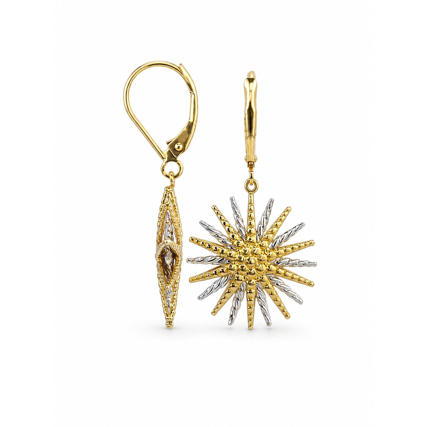 Séchic 14k Two-Tone Gold Starburst Dangle Leverback Earring