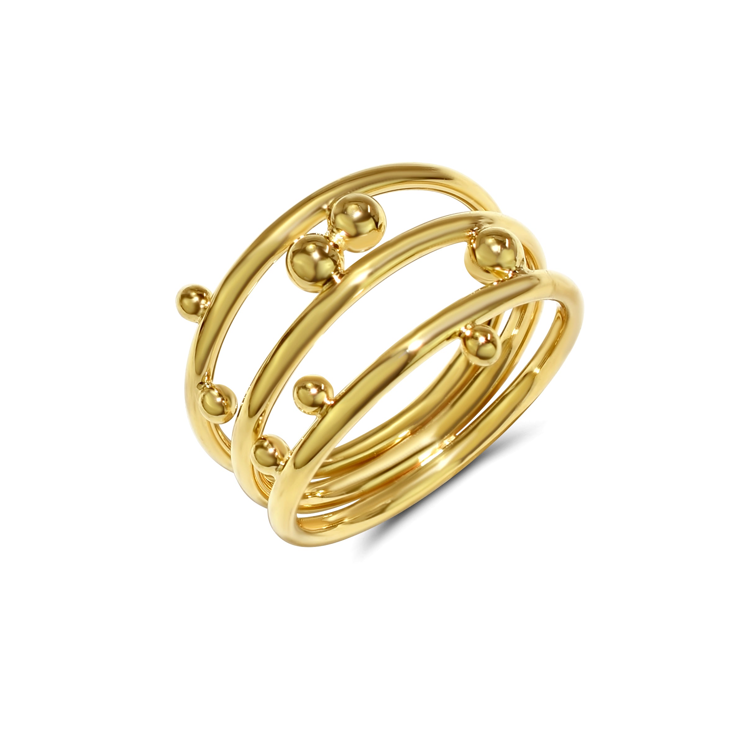 Séchic 14k Globes Sandwiched Triple Ring