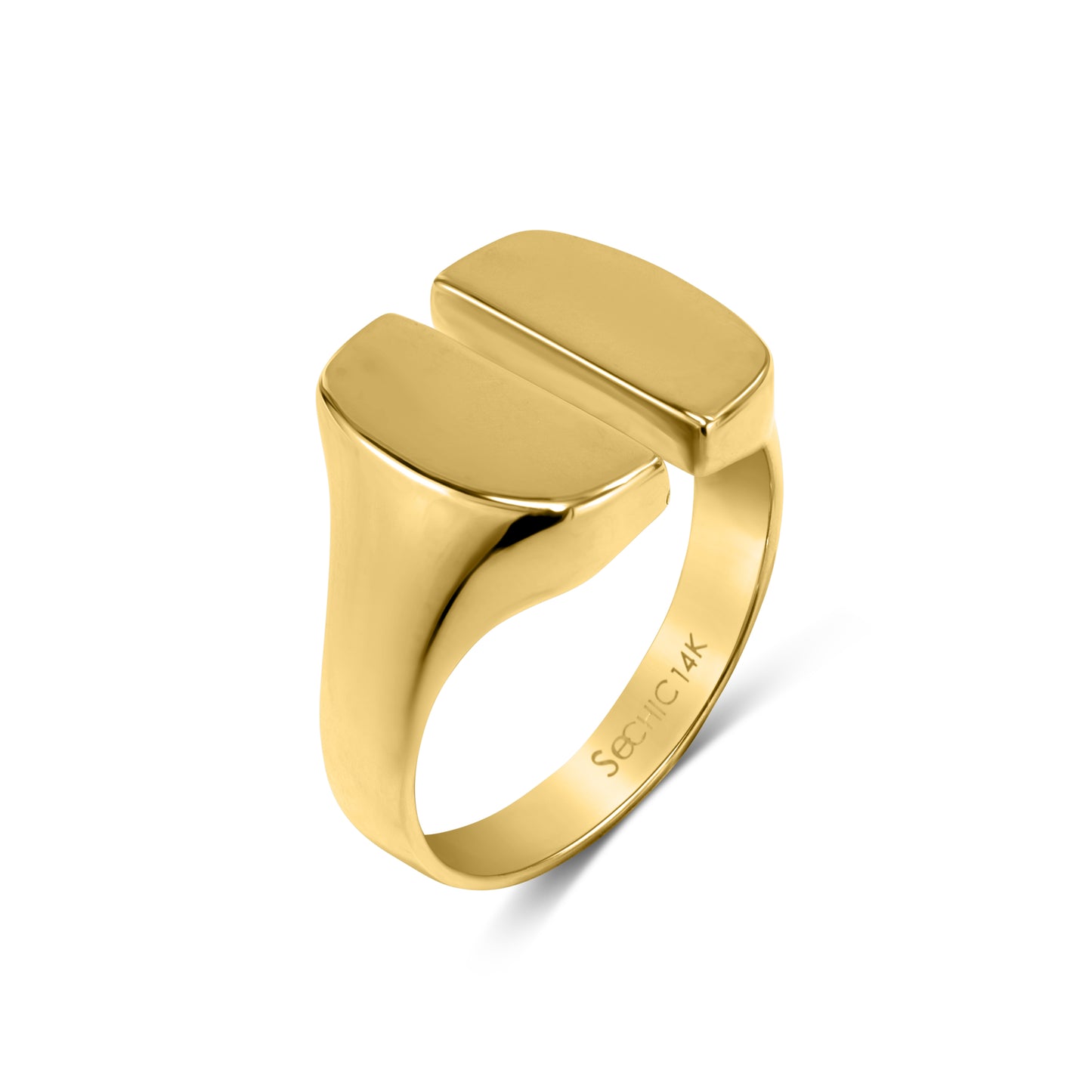 14k Square Cushion Signet Open Ring