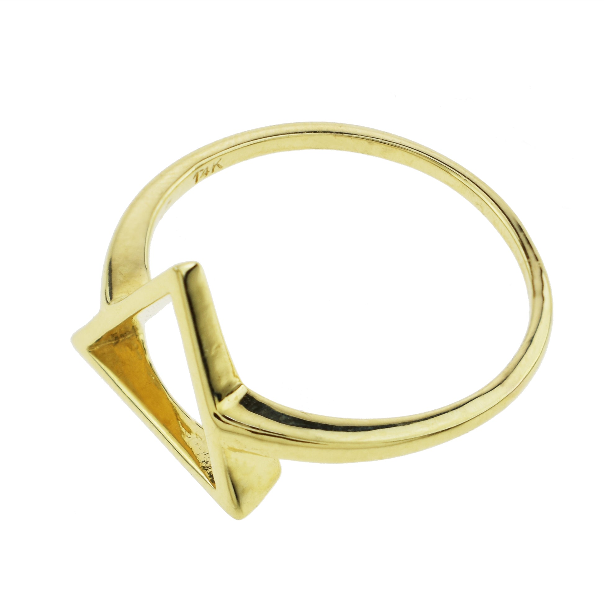 Séchic 14k Open Space Triangle Centered Gold Ring