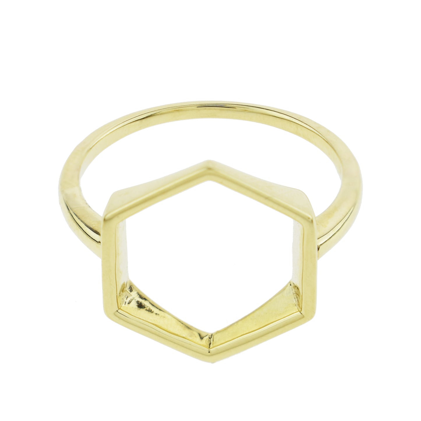 Séchic 14k Open Space Hexagon Centered Gold Ring 6