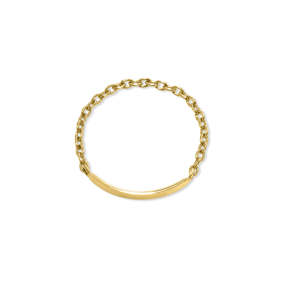 Séchic 14k Curved Tag Chain Ring