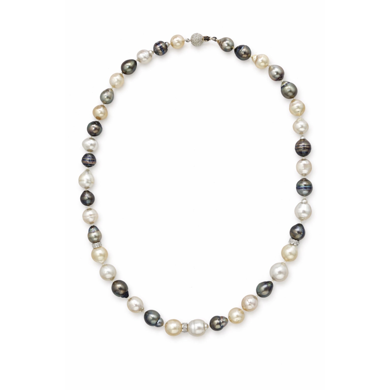 14k Tahitian South Sea Pearl Neck with Diamond Spacers
