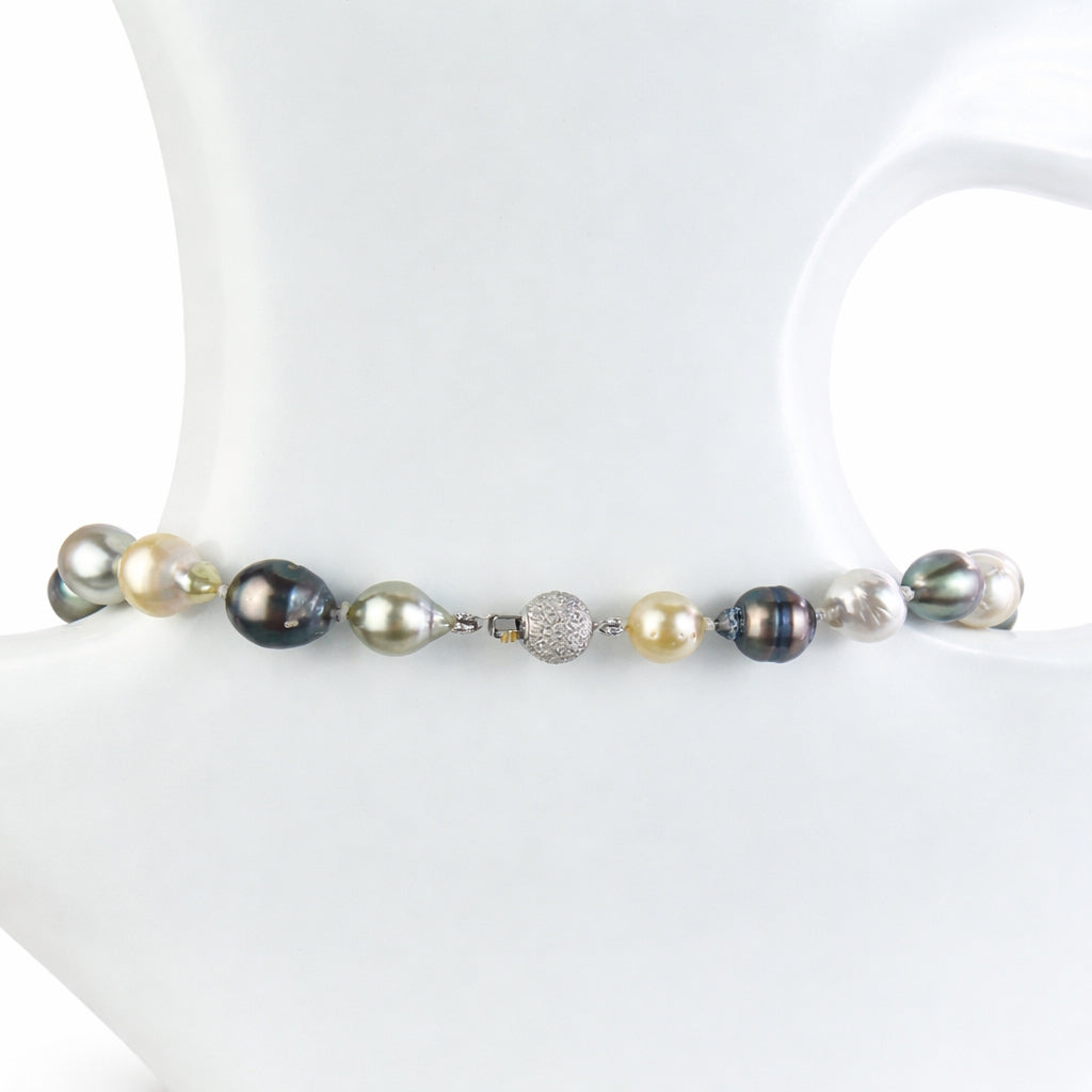 14k Tahitian South Sea Pearl Neck with Diamond Spacers