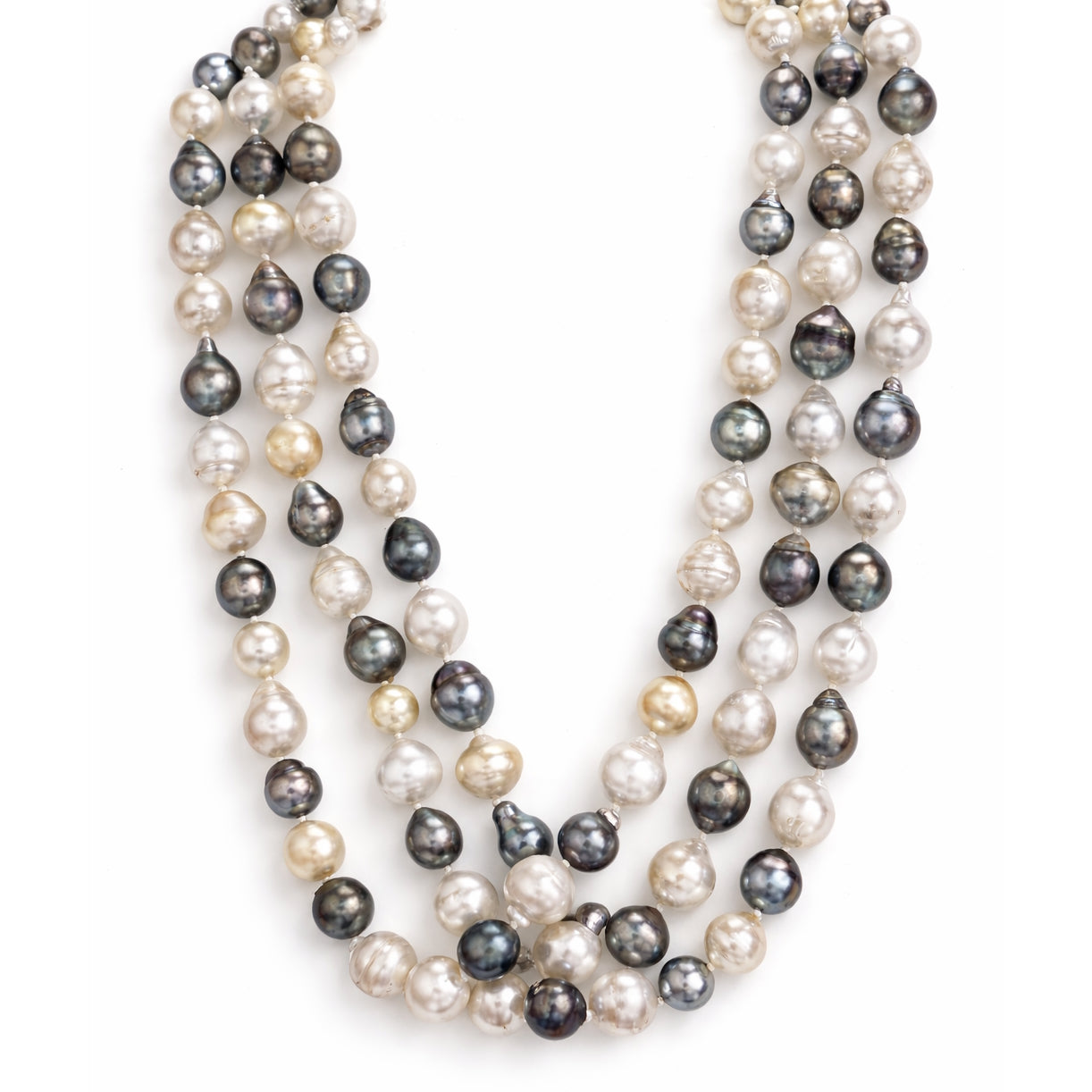 14K Multi Baroque Tahitian SS Pearl Necklace