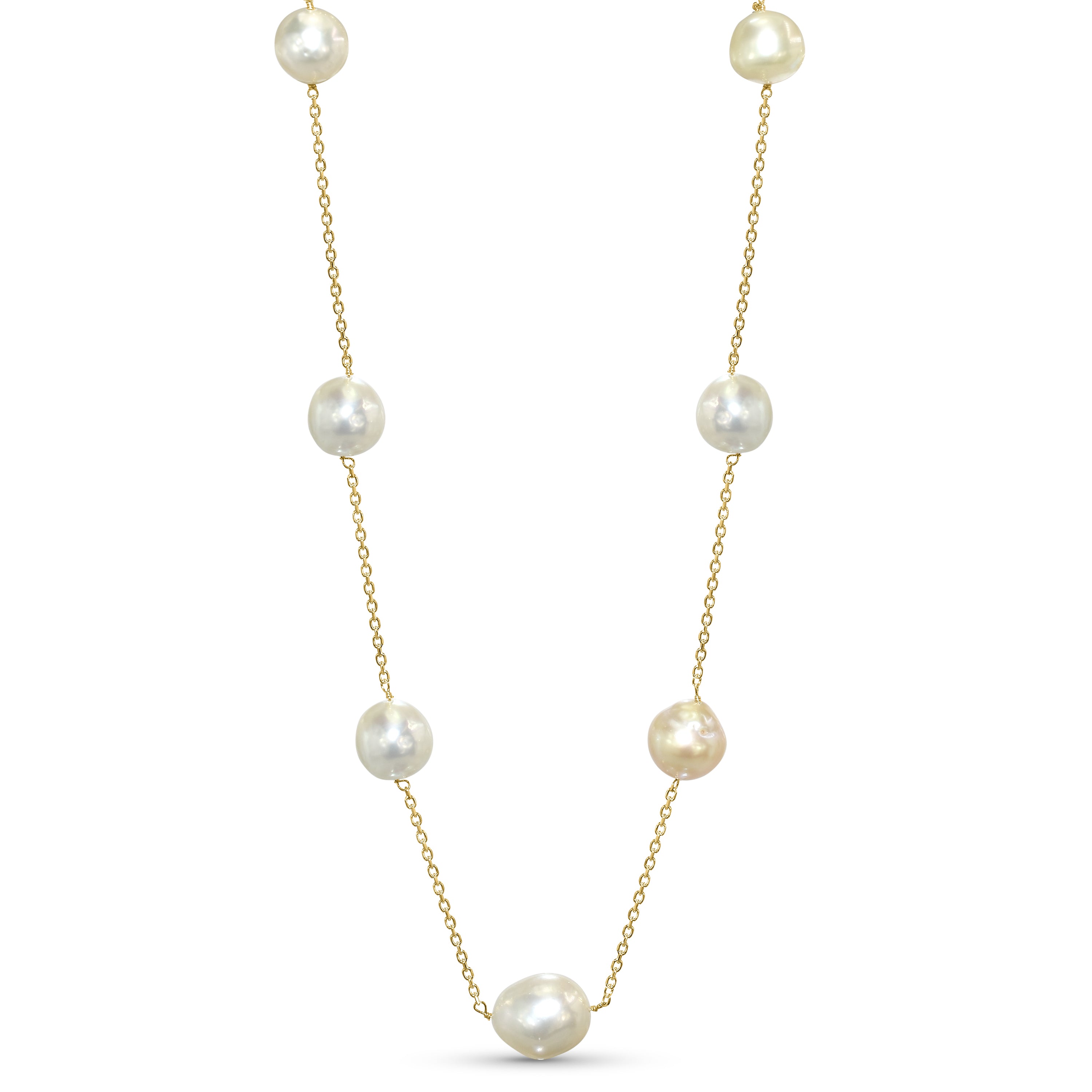 14k Golden South Sea Pearl Gold Chain Necklace 18"