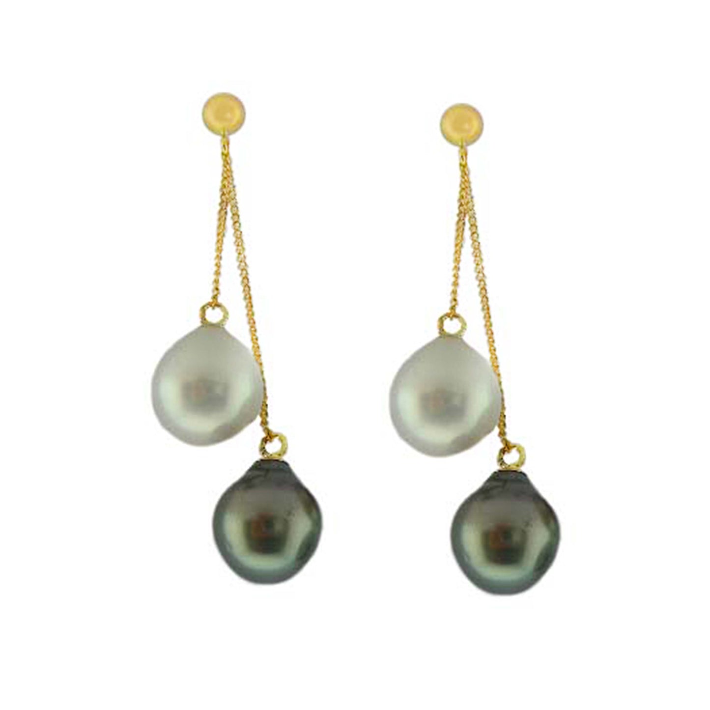14k White South Sea Pearl Tahitian Dangle Earring