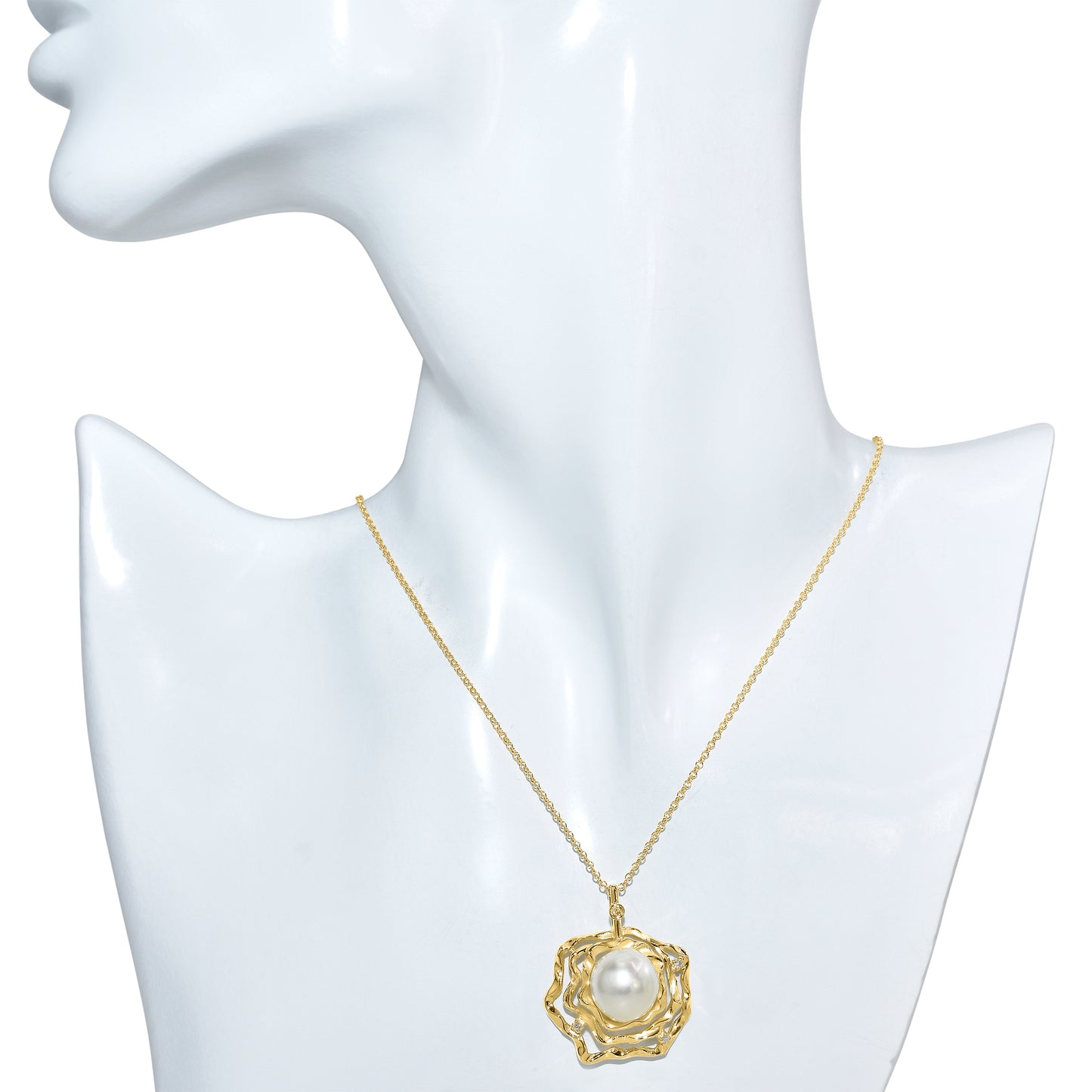14k South Sea Pearl Diamond Pendant Necklace