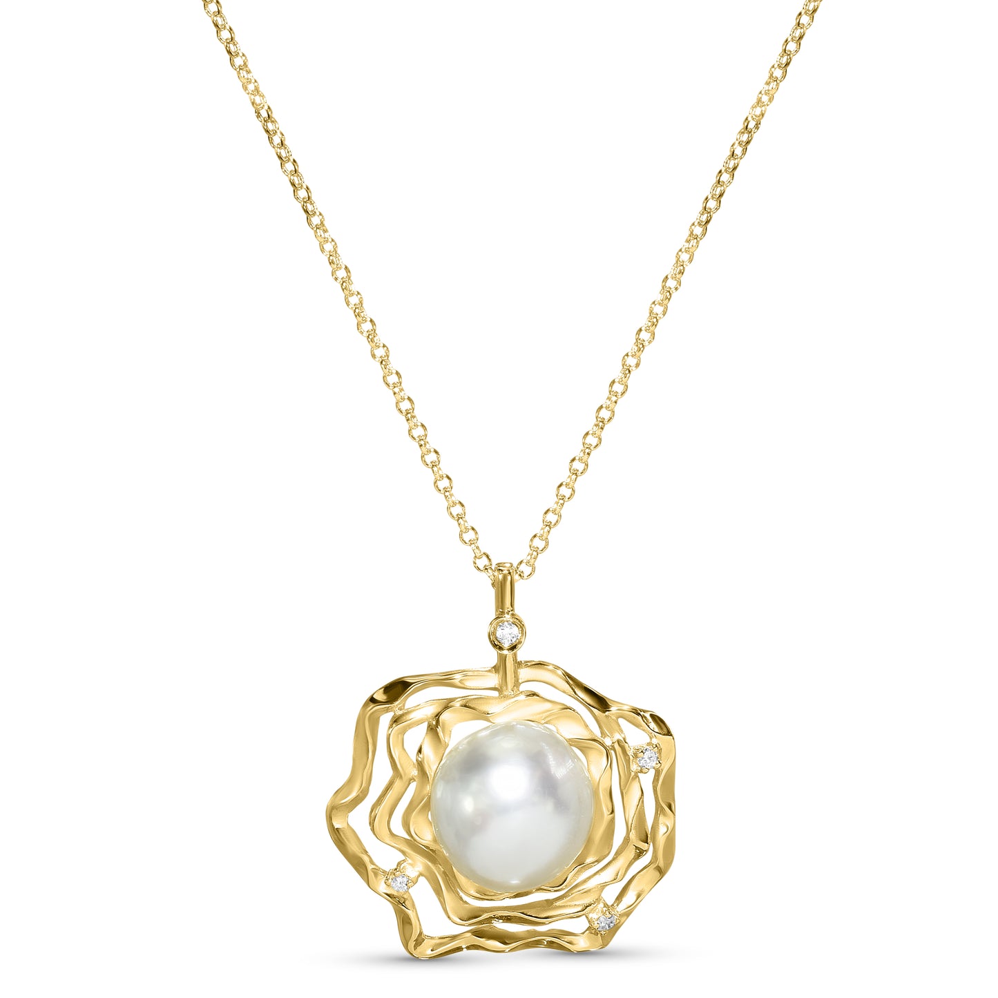 14k South Sea Pearl Diamond Pendant Necklace