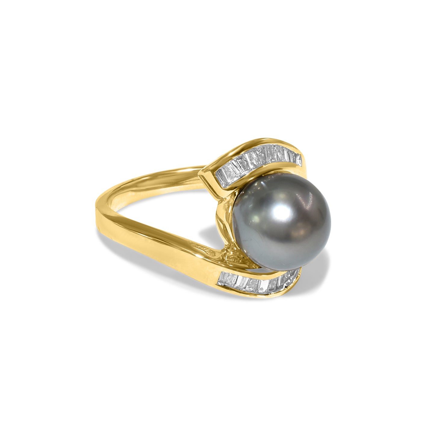 14k Black Tahitian South Sea Pearl Diamond Ring