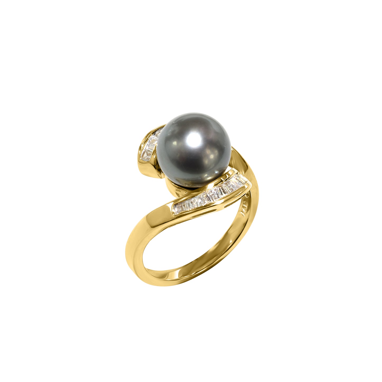 14k Black Tahitian South Sea Pearl Diamond Ring