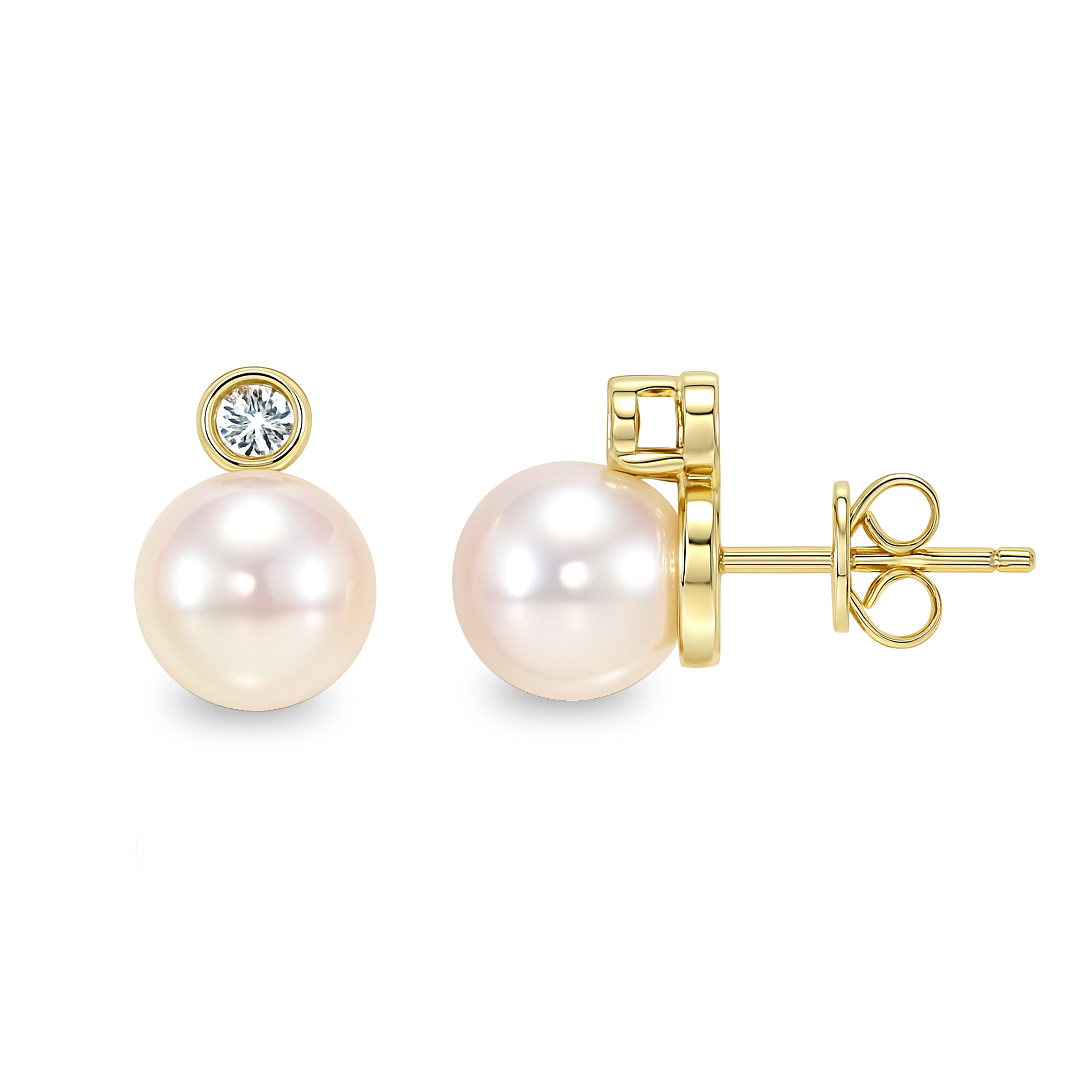 14k Akoya Japanese Pearl Diamond Earring