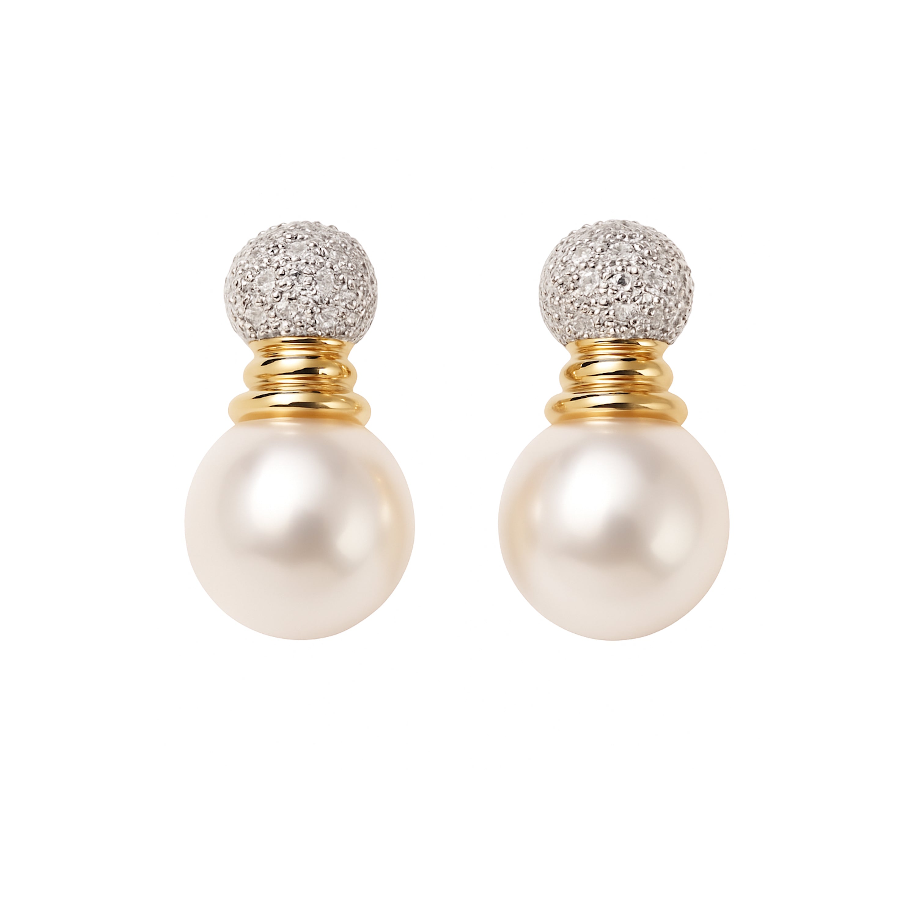 14k Yellow Jap Akoya CP Diamond Earring