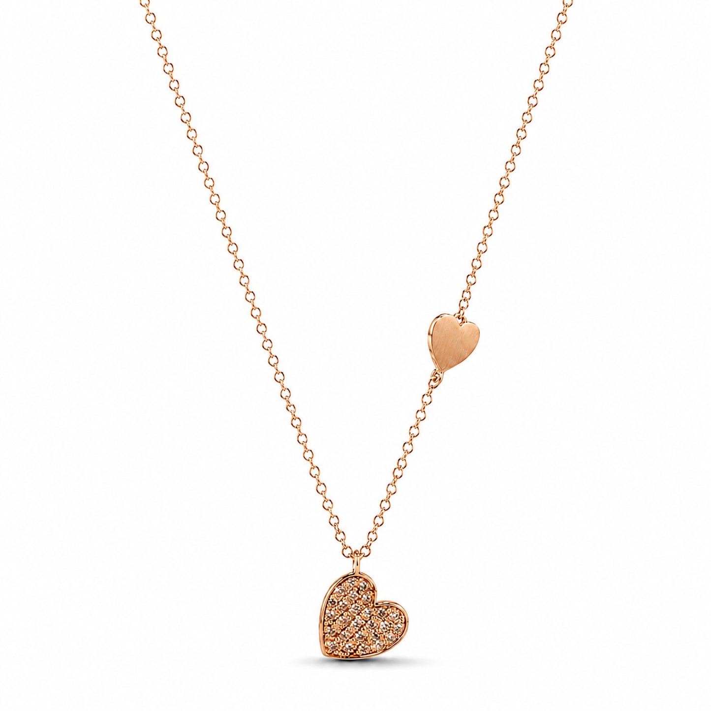 Séchic 14k Rose Gold Diamond Heart Necklace