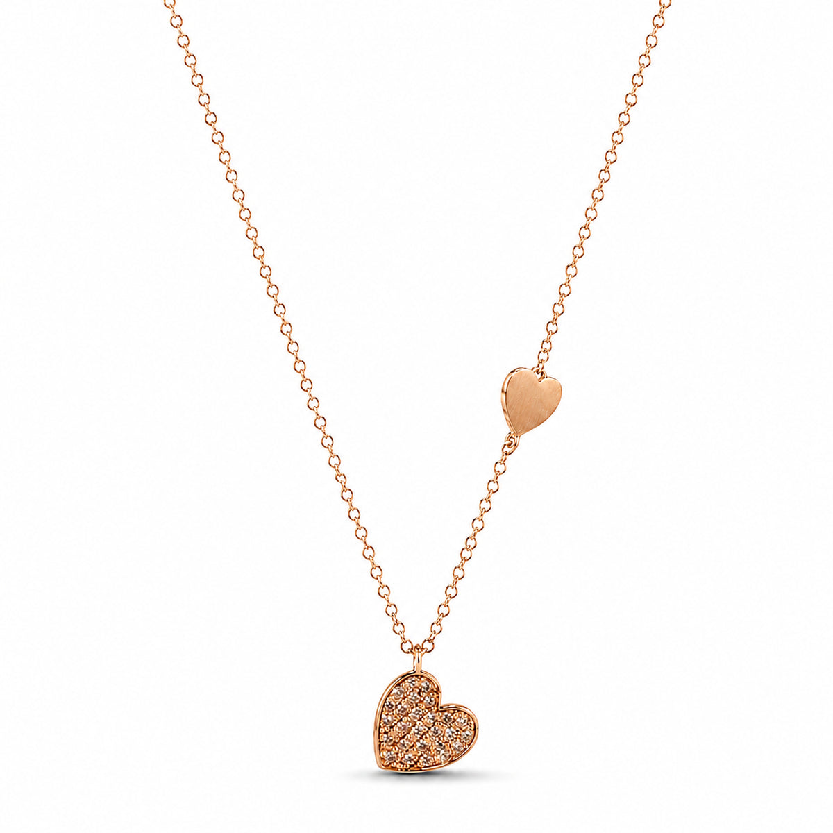 Séchic 14k Rose Gold Diamond Heart Necklace