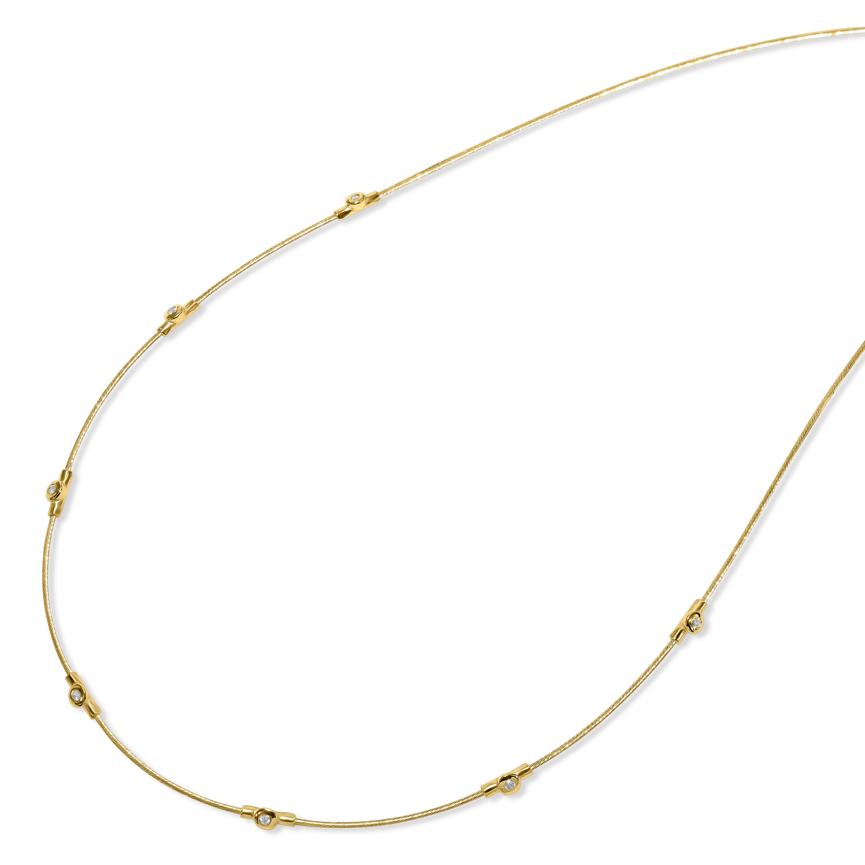 14k Diamond Station Gold Cable Necklace
