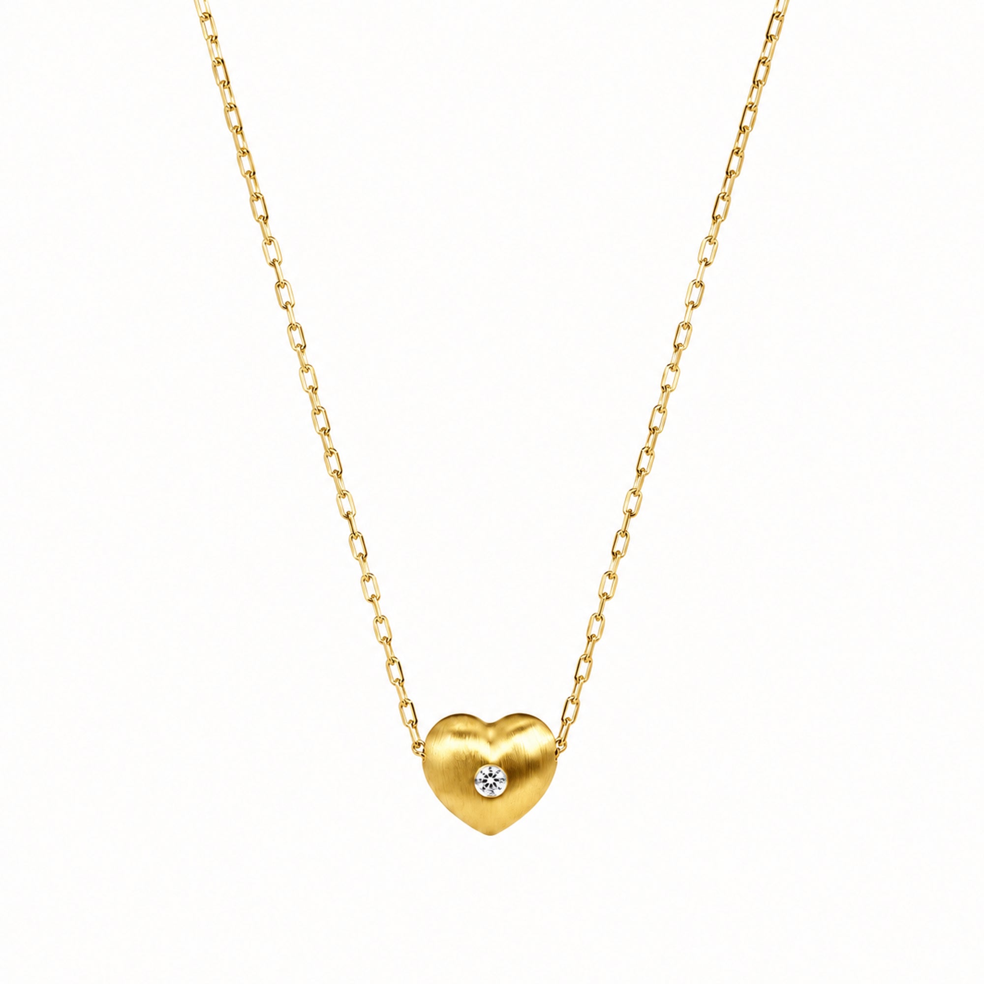 14k Heart With Center Diamond Pendant Necklace