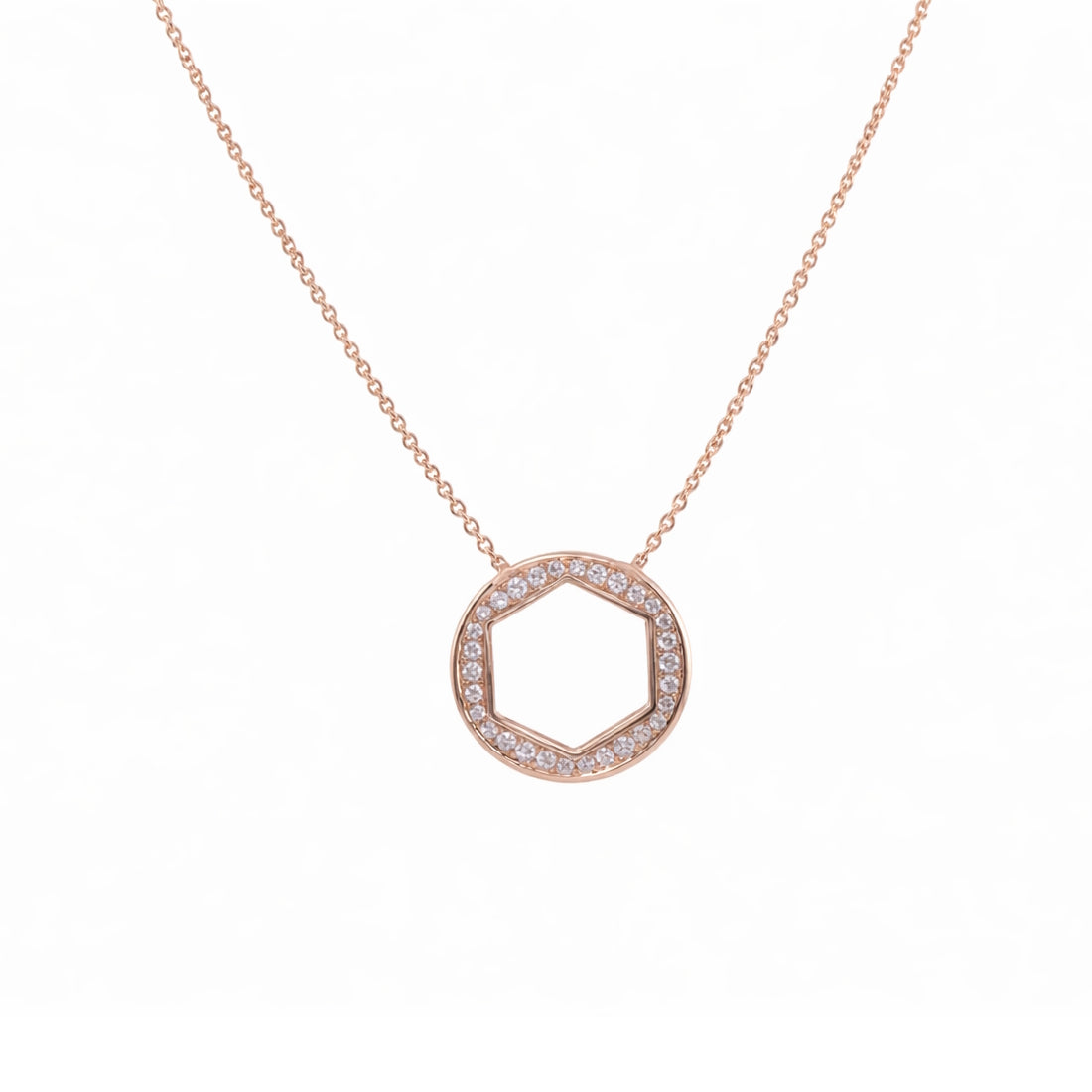 Andy Götz 18k Rose Gold Diamond Hexagon Euclid Necklace