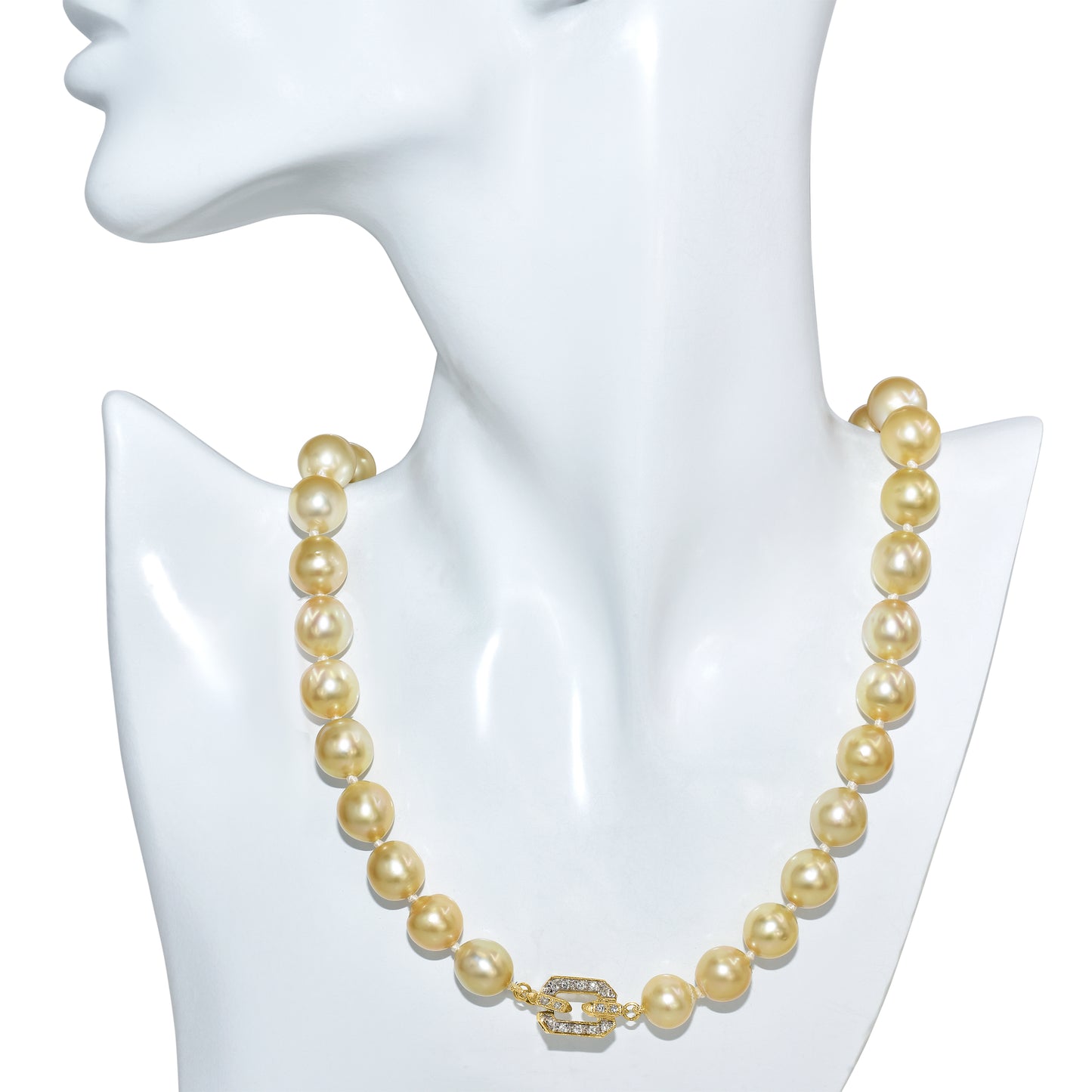 14k Champagne South Sea Pearl Necklace with Diamond clasp