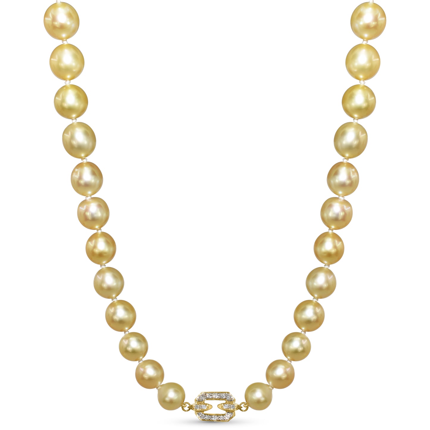 14k Champagne South Sea Pearl Necklace with Diamond clasp