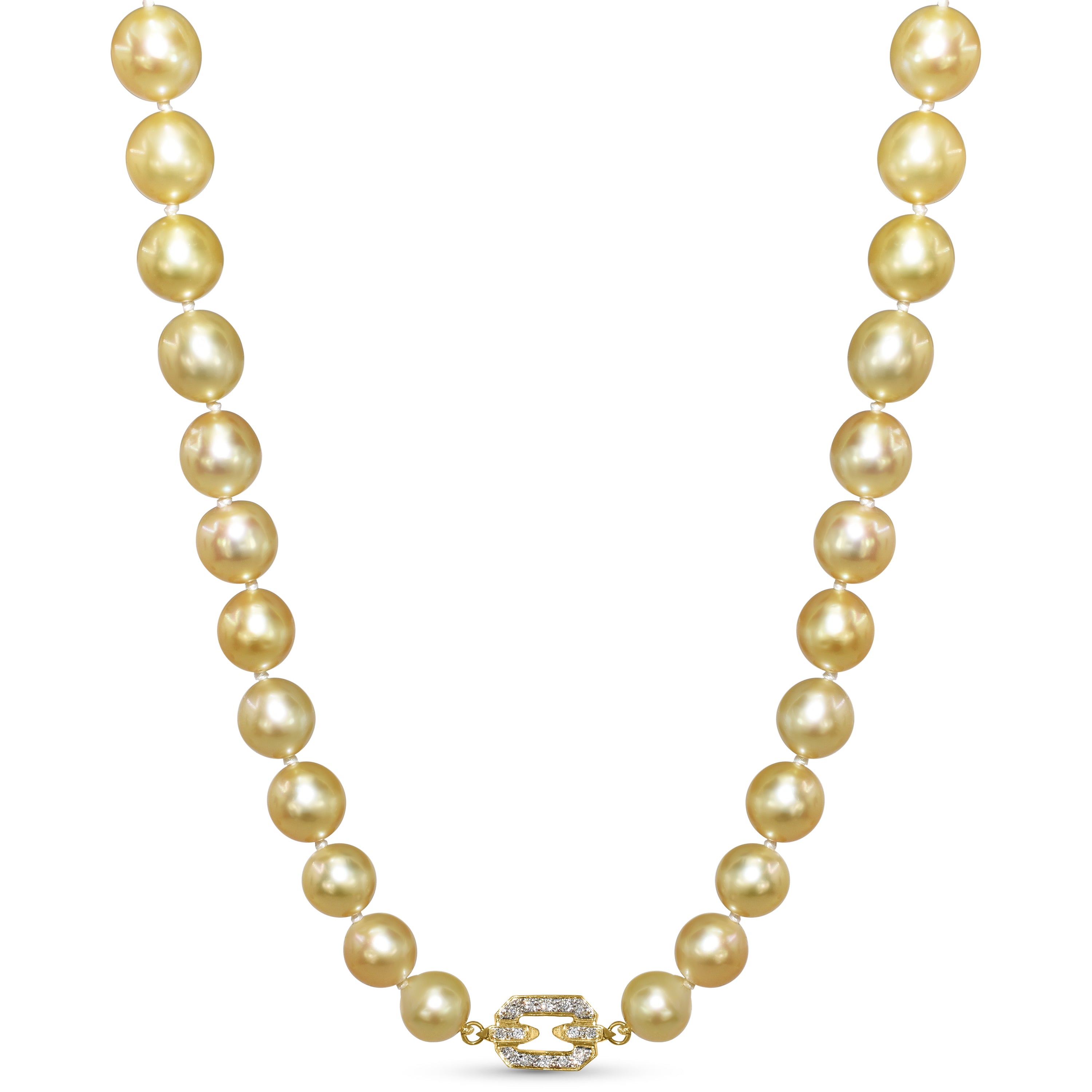 14k Champagne South Sea Pearl Necklace with Diamond clasp