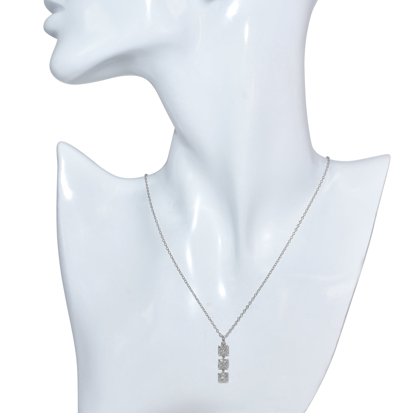 14kw VS Diamond Triple Pyramid Pendant Necklace 0.32ct 18"