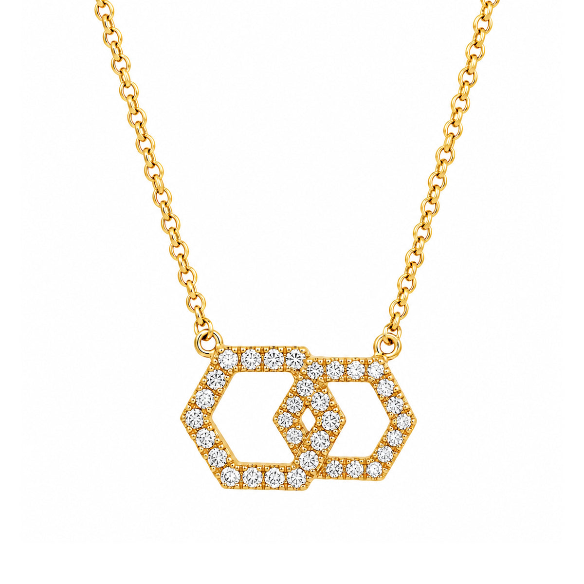 14k VS Diamond Double Hexagon Center Necklace