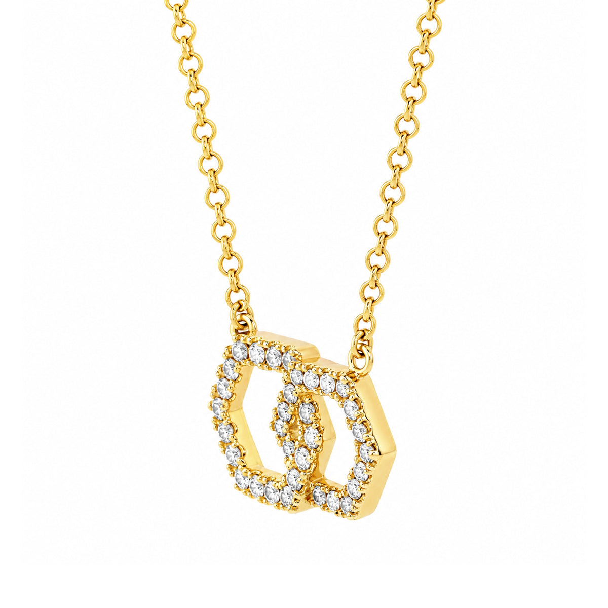 14k VS Diamond Double Hexagon Center Necklace