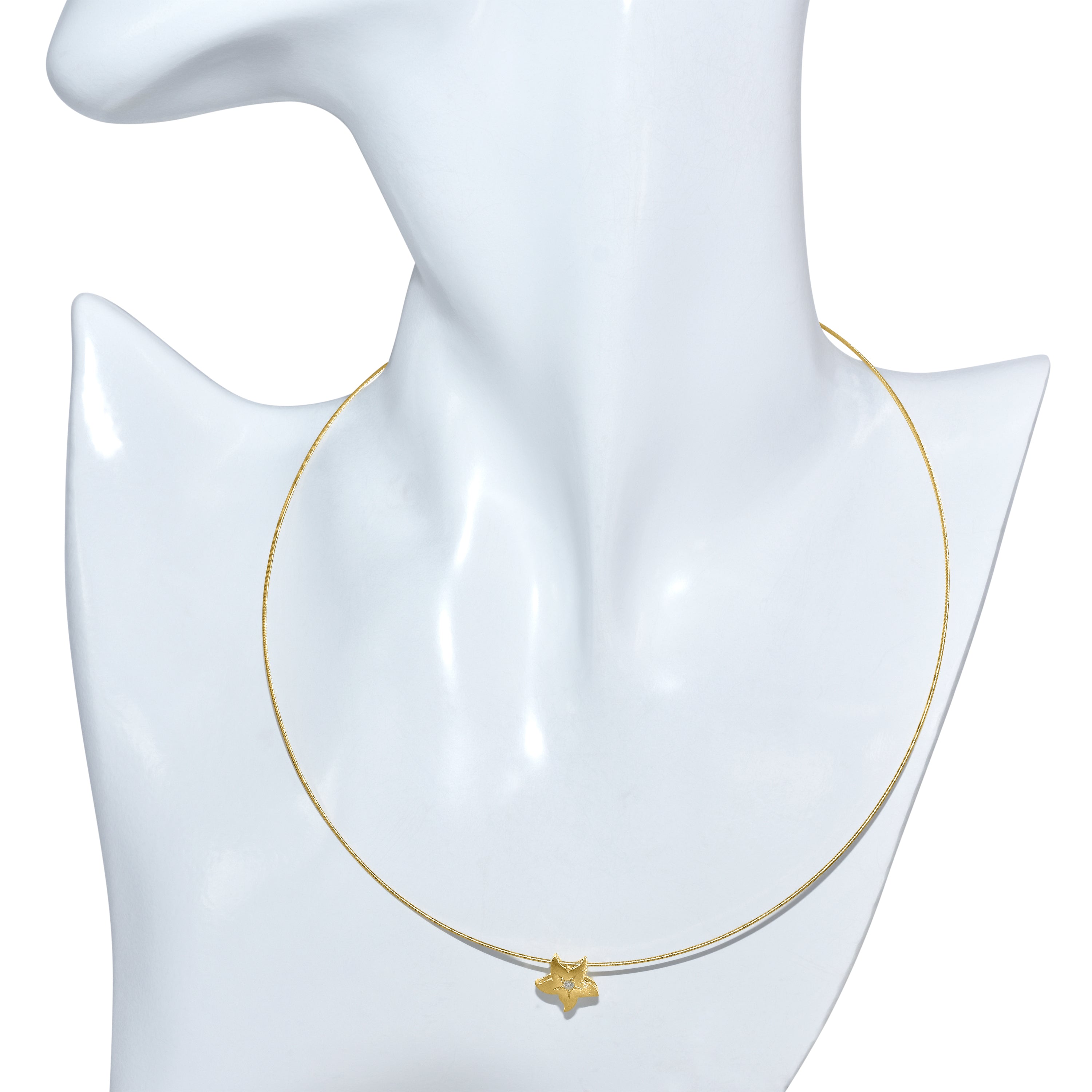 14k Gold Cable Wire Diamond Star Slider Necklace