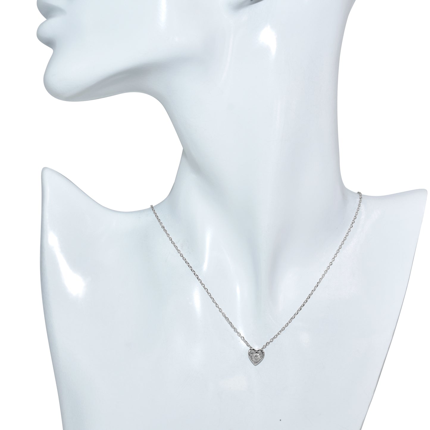14k White Gold Heart Slider Necklace