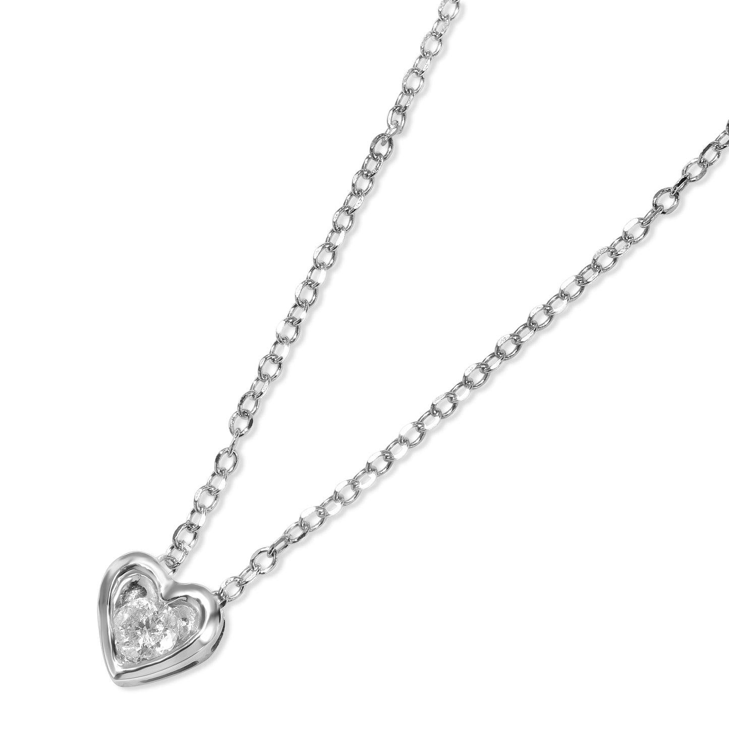 14k White Gold Heart Slider Necklace
