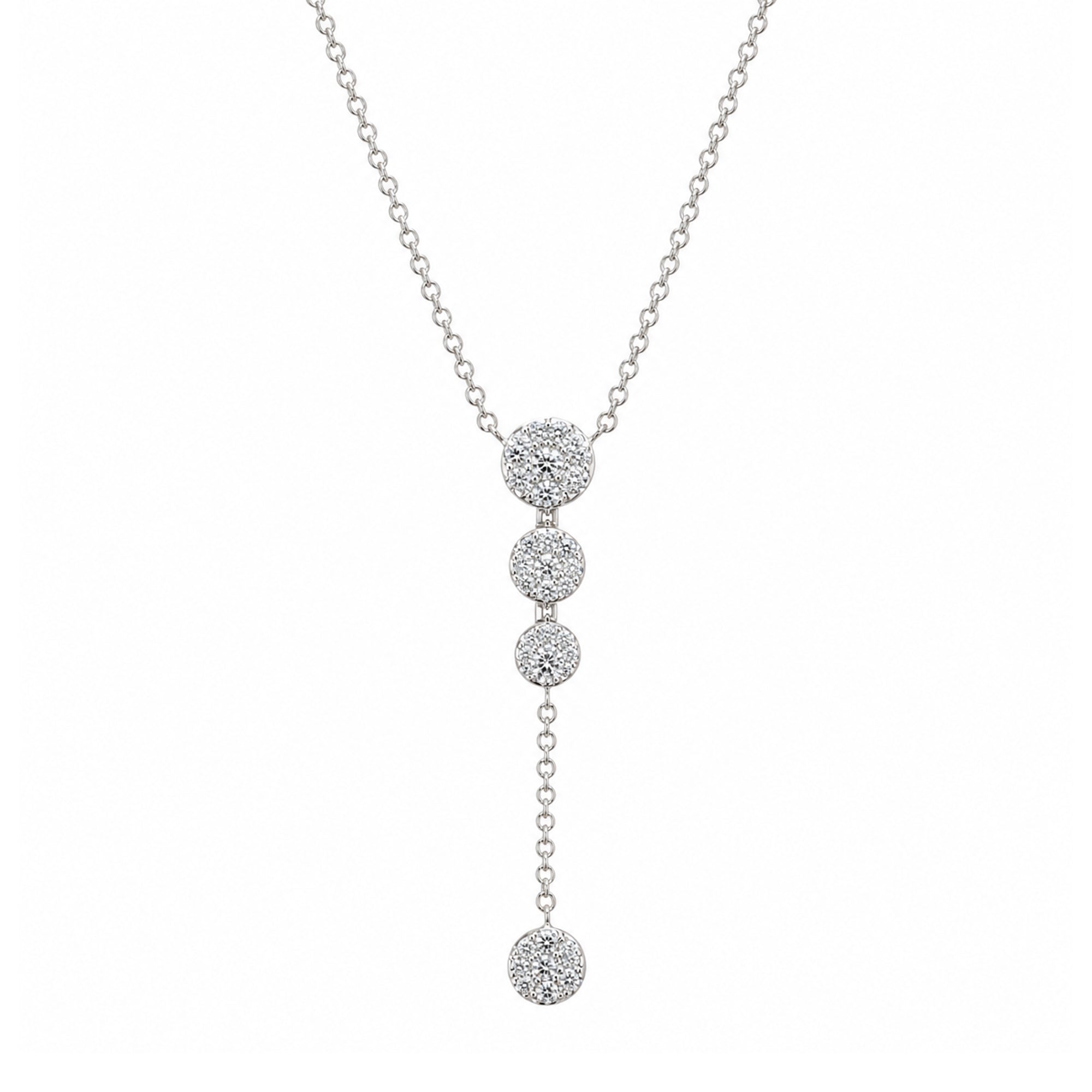 Andy Götz 14k White Gold Diamond Triple Round Y Necklace