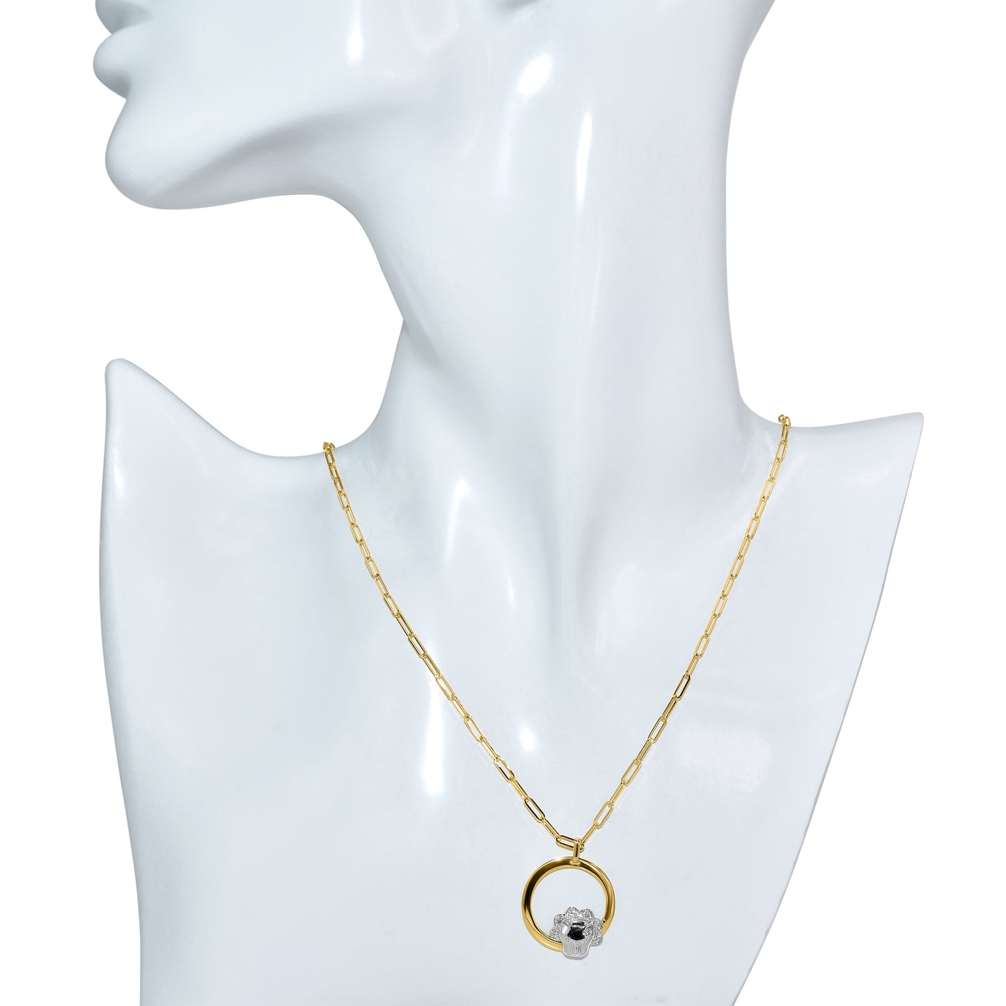 14k Yellow/White Gold Leo Zodiac Diamond Pendant Paperclip Necklace