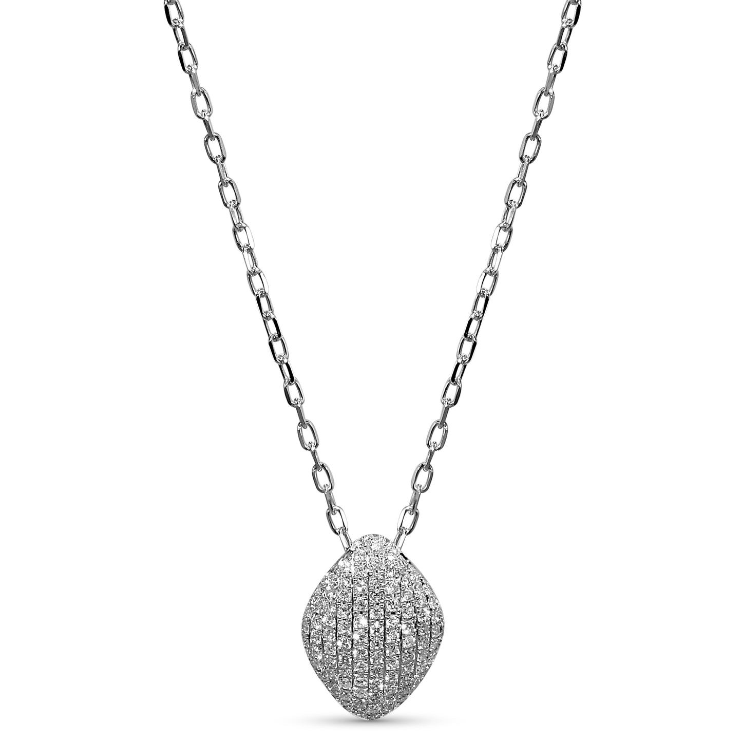 14k White Gold Diamond Pave Necklace